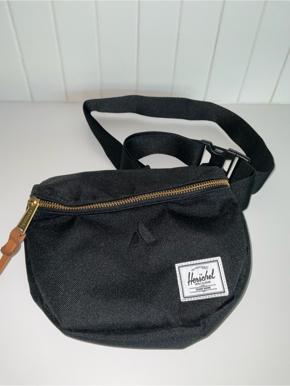 Herschel Supply Company Black Crossbody Waist Bag with Gold Zipper